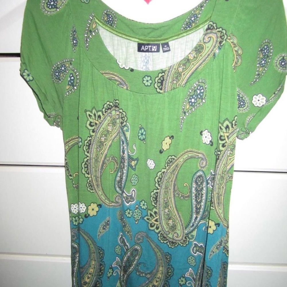 apt. 9 green & blue paisley print blouse / top